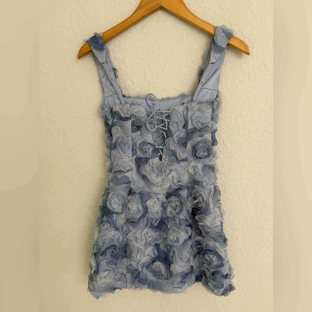 Oh Polly  Mini Dress Blue / size US 2 UK 6  Floral Blue Sleeveless Dress Party